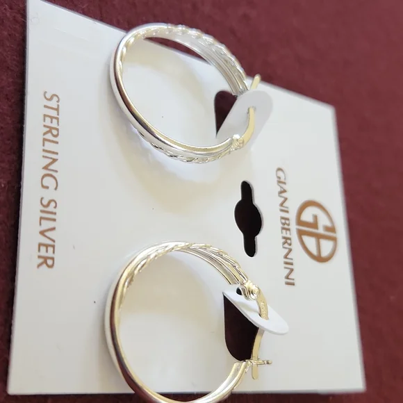 Giani Bernini Braided Crossover Small Hoop Earrings - Picture 2 of 4